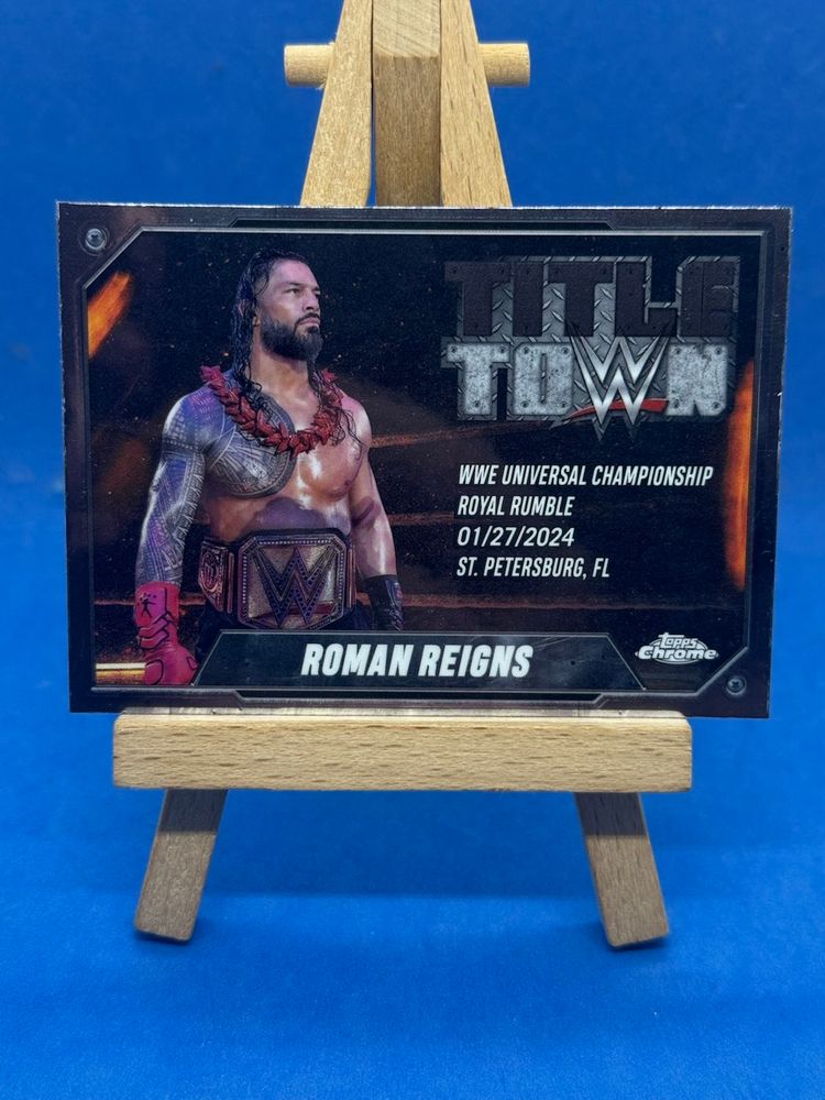 2025 WWE Topps Chrome Roman Reigns Title Town Insert A13