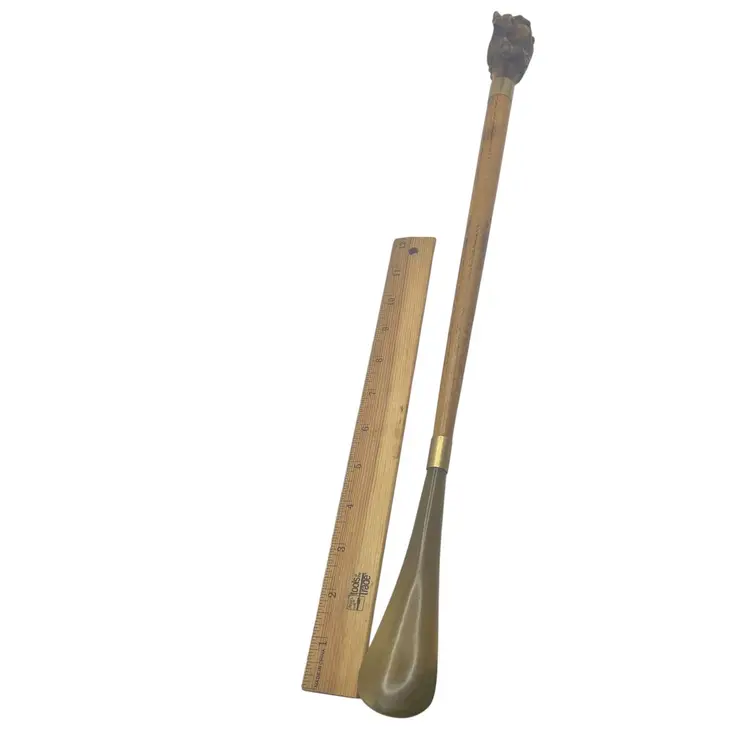 Vintage Wood Lions Head Crown Shoe Horn