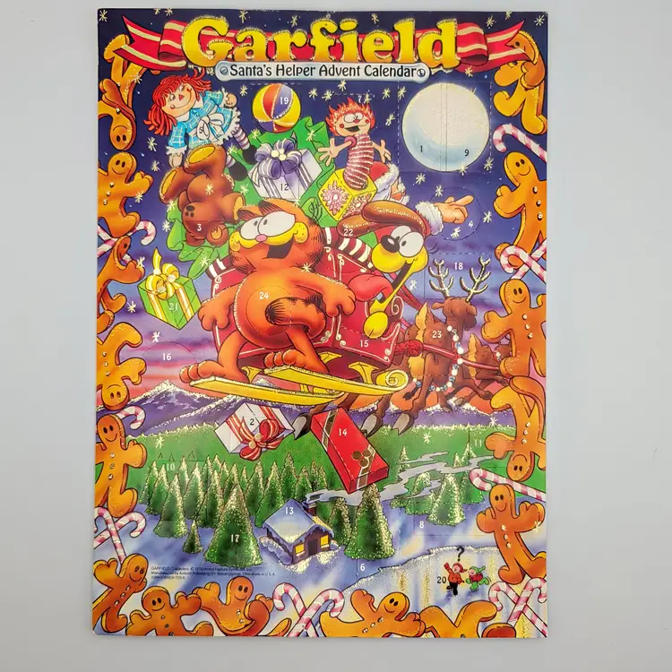 1978 Garfield Santa's Helper Advent Calendar Old Stock Flaps Never Opened HTF