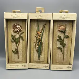 NOS Cheri Blum Wall Plaque - Set of 3 - Freesia Rose Peony Flowers 3D Floral