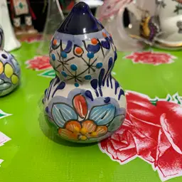 41. Fabulous 3.5” Tall Salt Sugar Or Pepper Talavera Shaker Featuring Orange Floral Flower Design