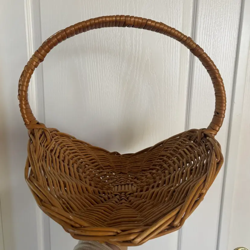 Vintage French Style Flower Gathering Wicker Basket