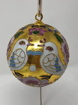 Cloisonne Ornament with Hearts, Birds and Flowers