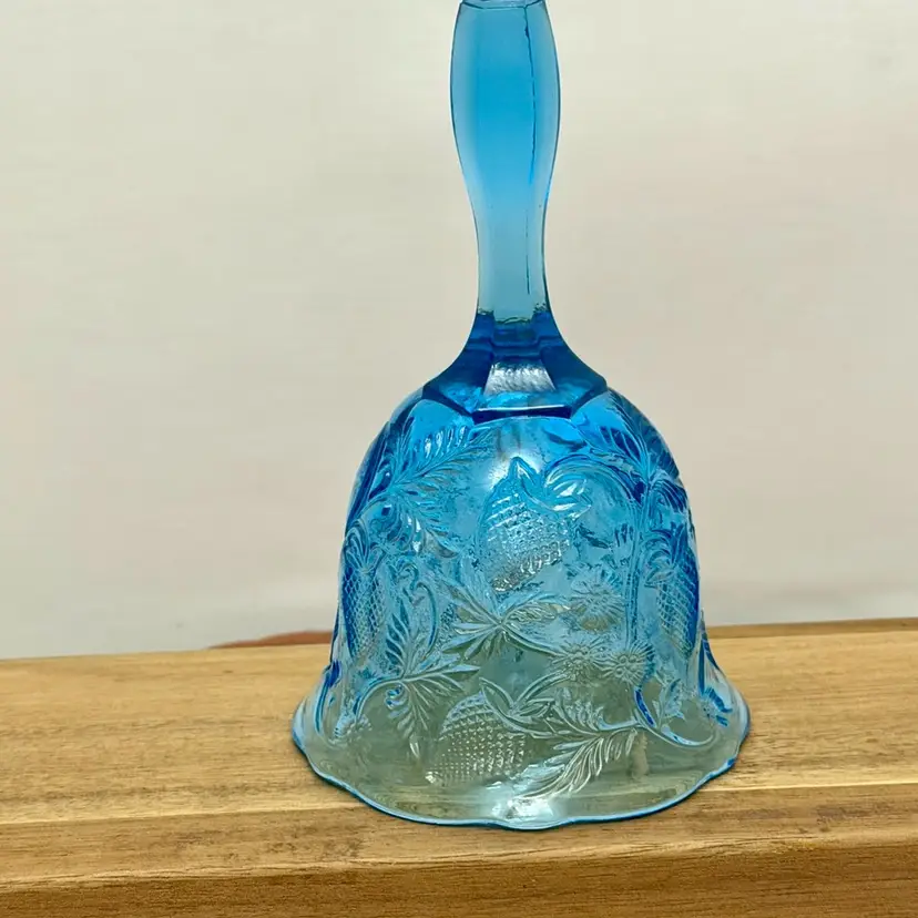 Fenton Inverted Strawberry Blue Glass Bell