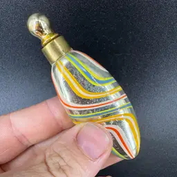 Vintage Miniature German Elongated Sliver Swirled Glass Perfume / Scent Bottle