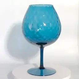 9” Vintage Optic Brandy SnifterBy Empoli Teal Wine Goblet