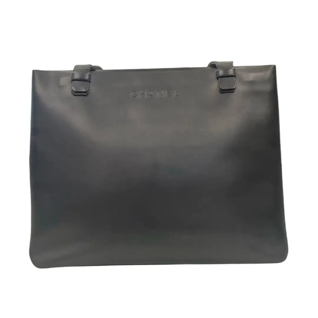 Chanel Vintage Black Box Leather Tote