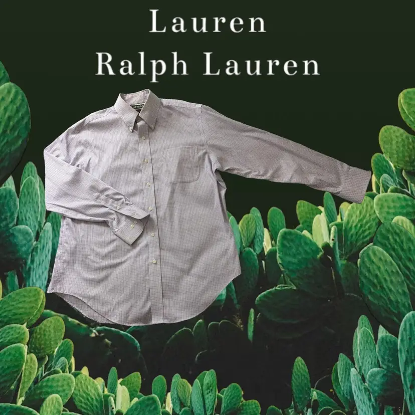 Ralph Lauren LS Mens Button Down Red White Blue Pocket 16 1/2 34/35 100% Cotton