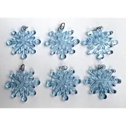 6 Acrylic Blue Snowflake Pendants