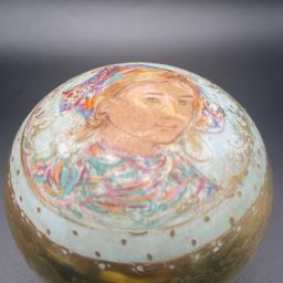 Vintage Edna Hibel Girl Portrait Paperweight