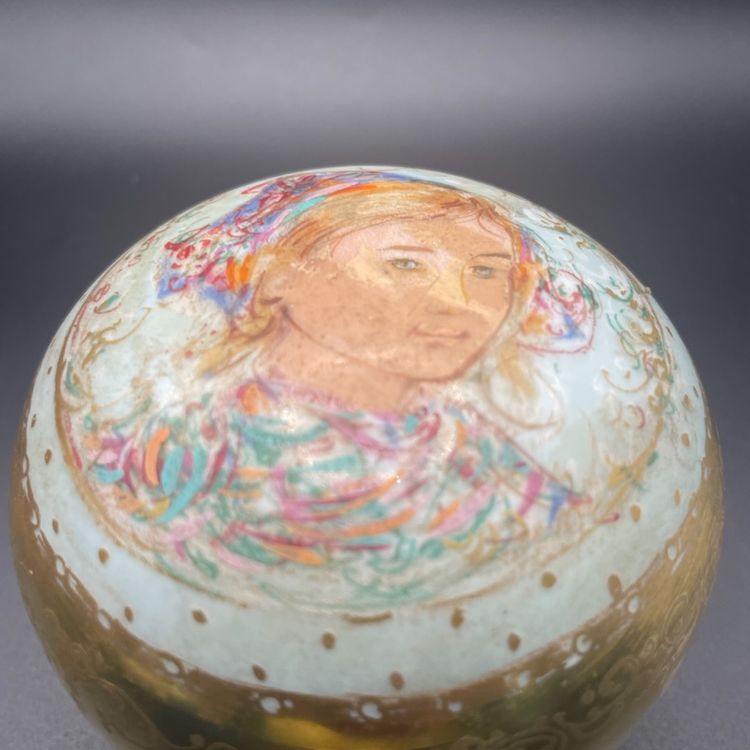 Vintage Edna Hibel Girl Portrait Paperweight