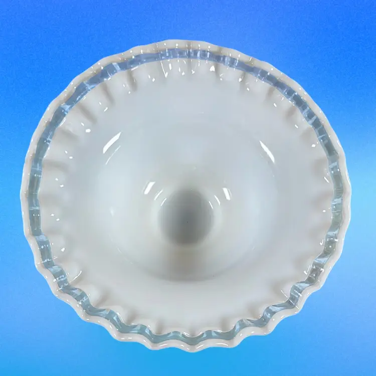 Fenton Crystal Crest Milk Glass Ruffled Edge Bowl 7" x 3" Pre 1971