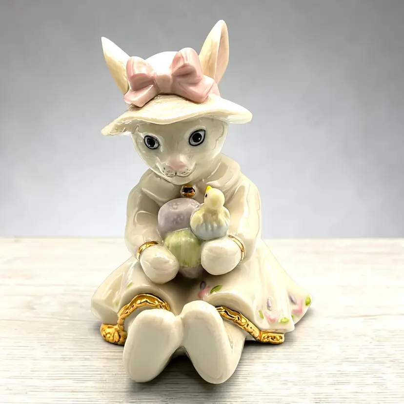 Lenox EASTER Darling Bunny Rabbit with Chick and Eggs Figurine