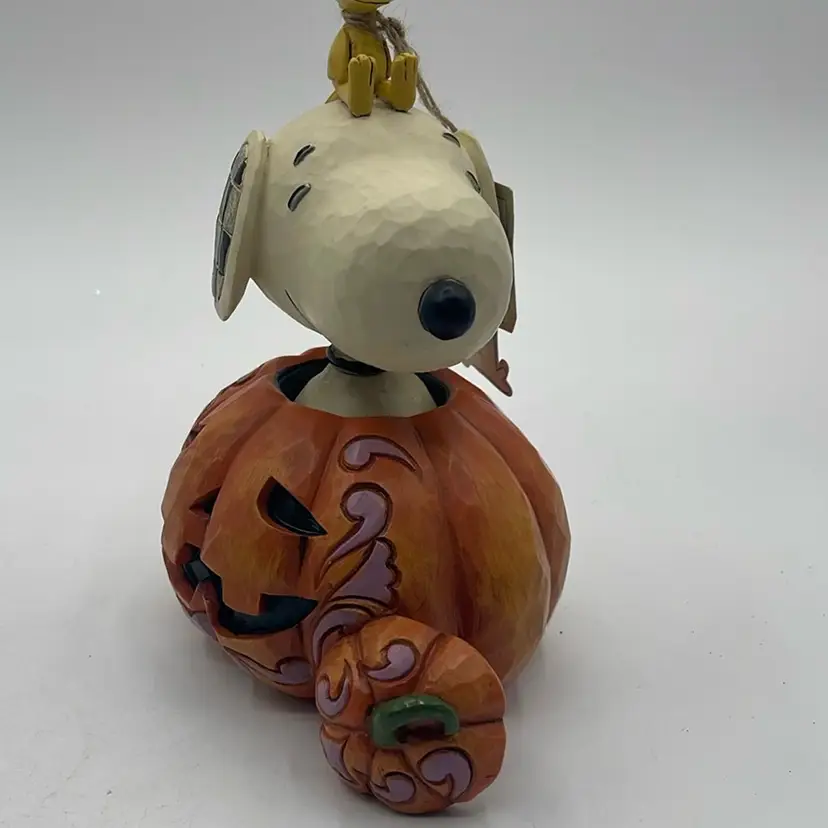 JIM SHORE Peanuts Pumpkin Snoopy Woodstock 6000981 “The Pumpkin King” 2017 NWT