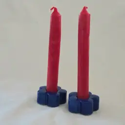 Ceramic Candlestick Holders Funny Design W. Germany miniature set of 2 with candles