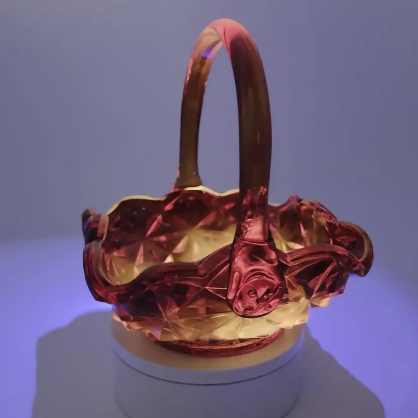 Vintage Indiana Glass Amberina Basket - Monticello Pattern *GLOWS*