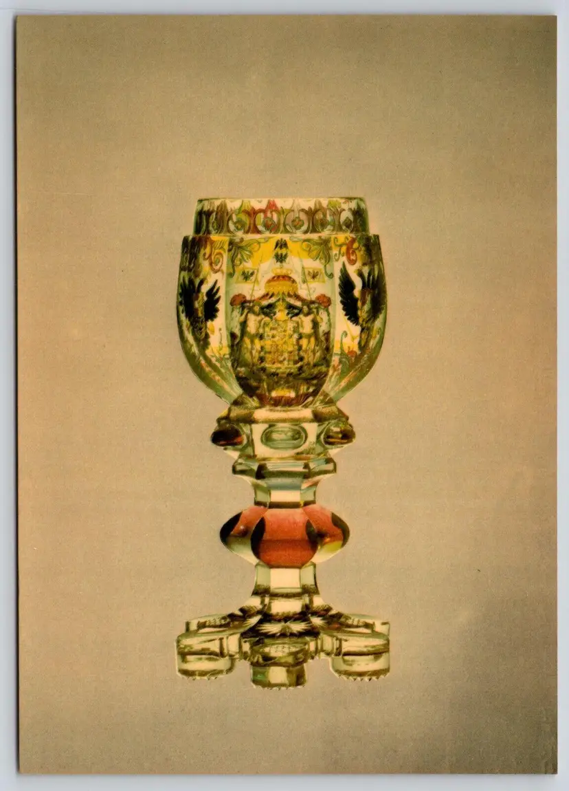 Postcard Kulm Goblet Blown Cut Glass Corning Museum of Glass Corning New York