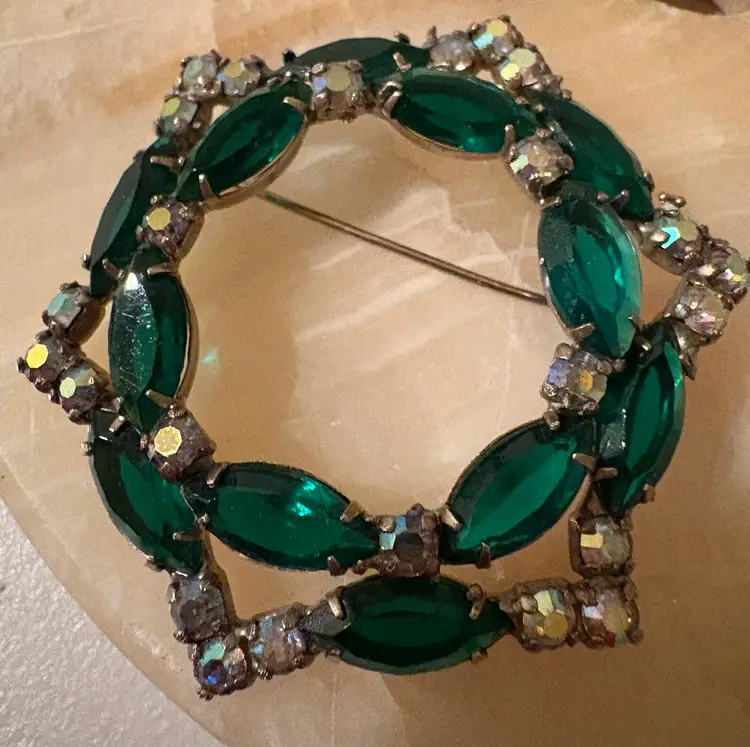 Vintage Rhinestone Holiday Brooch
