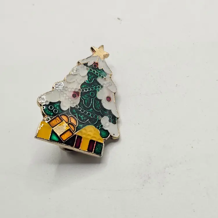Gold Tone Brooch Christmas Tree