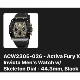 Activa Fury X
Invicta Men's Watch w/
Skeleton Dial - 44.3mm, Black