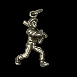 Sterling .925 3D Baseball Player Batter Charm For Bracelet