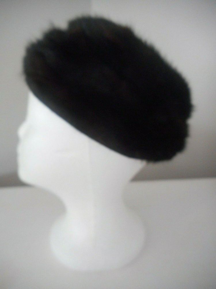 Vintage Brown Fur Pillbox hat