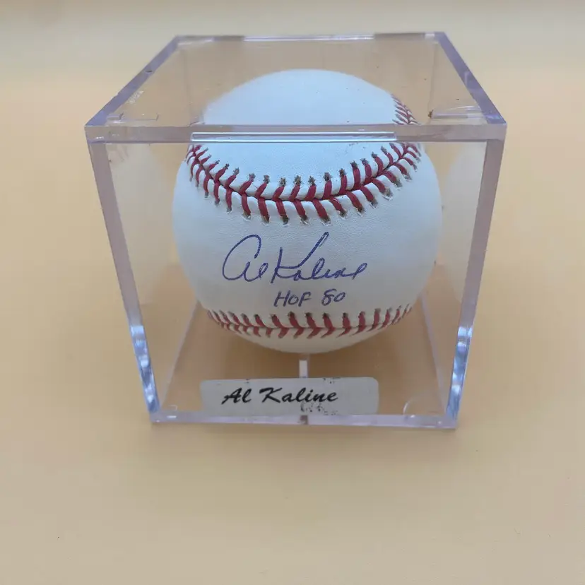Al Kaline HOF 80 Autographed Rawlings Official Major League Baseball w/ Case