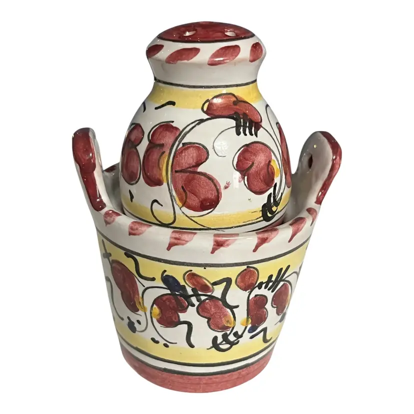 Vintage Italy Hand Painted Ceramic Rooster Salt Shaker – 4" x 3"