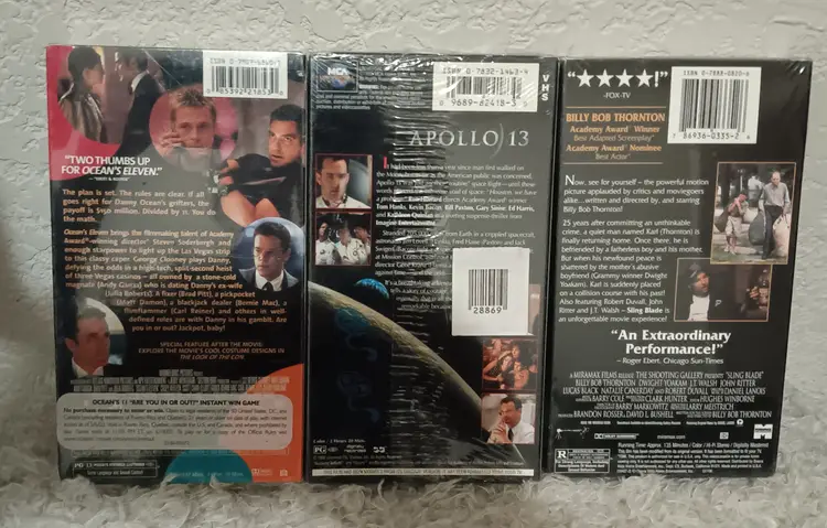 3x Sealed VHS's Vintage Oceans Eleven 02/Apollo 13 95/Slingblade 97 Vintage