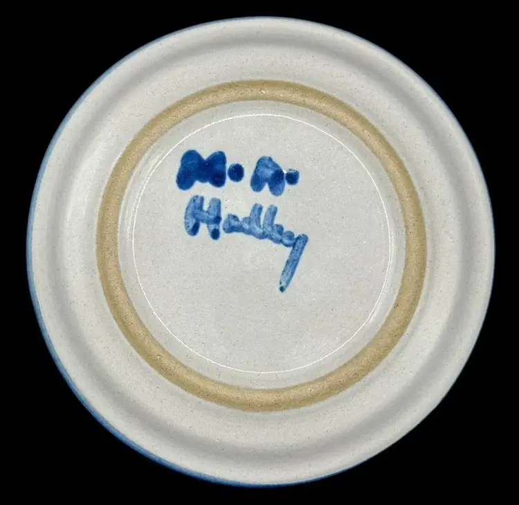 M. A. Hadley Pottery THANK YOU Tip Plate Trinket Dish Coaster 4" Wide Music Note - Signed