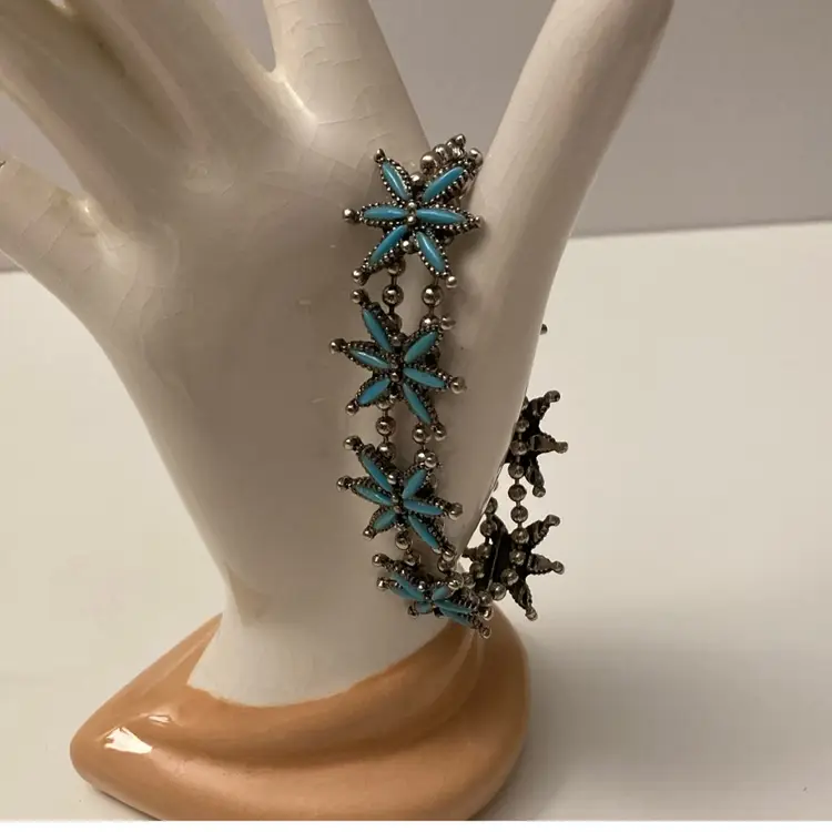1970’s Faux Turquoise Southwestern Petite Point Link Bracelet
