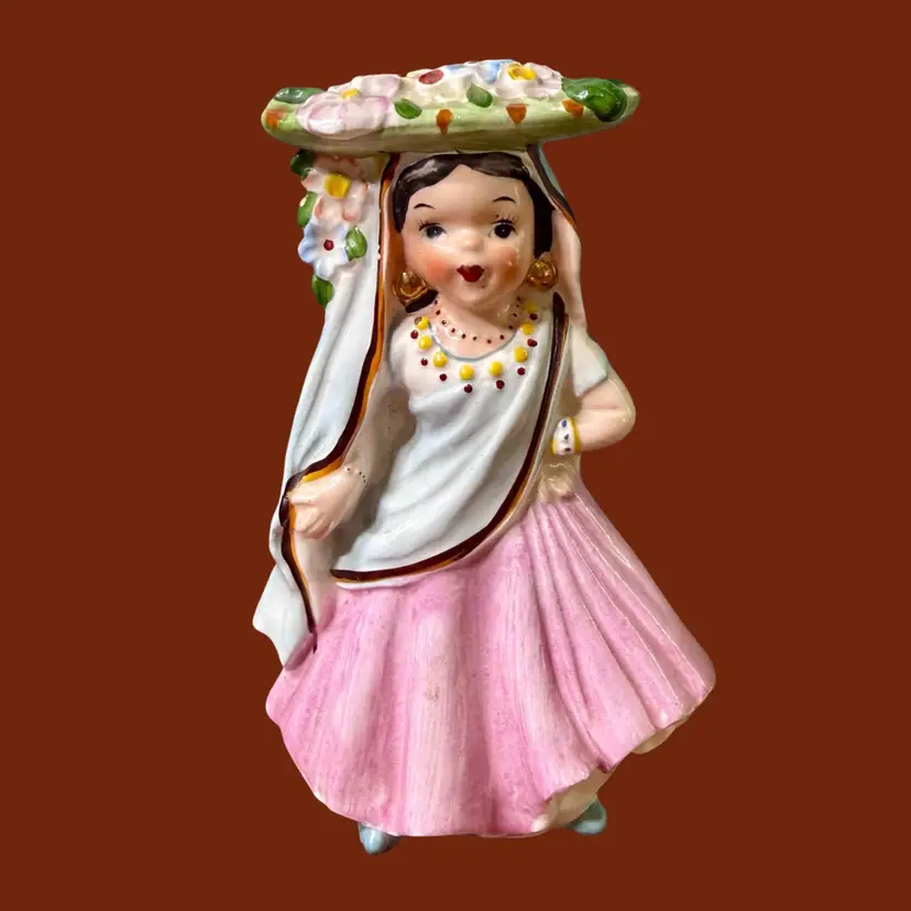 Vintage Ceramic INDIA Lady Japan Figurine, International Around the World