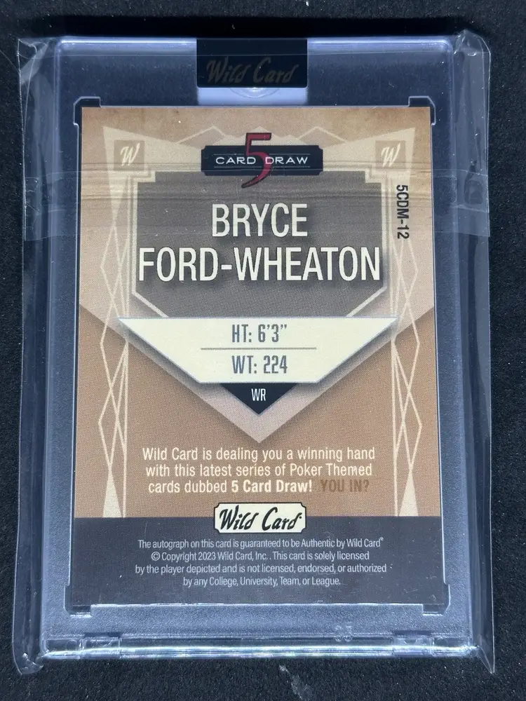 1/1 Bryce Ford-Wheaton Wild Card Auto Trading Card