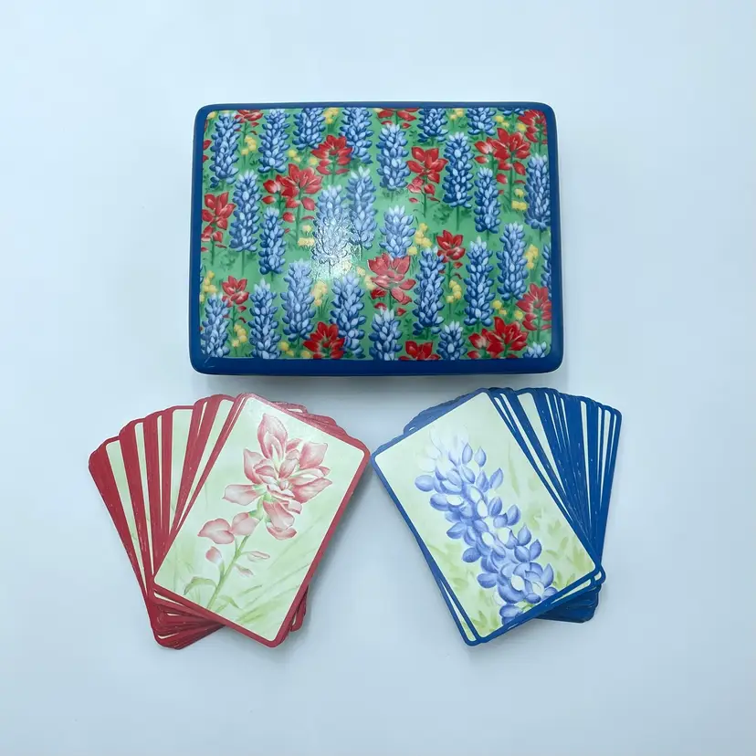 Vintage Horchow Ceramic Playing Card Box 2 Matching Decks Cards Games Bridge Set