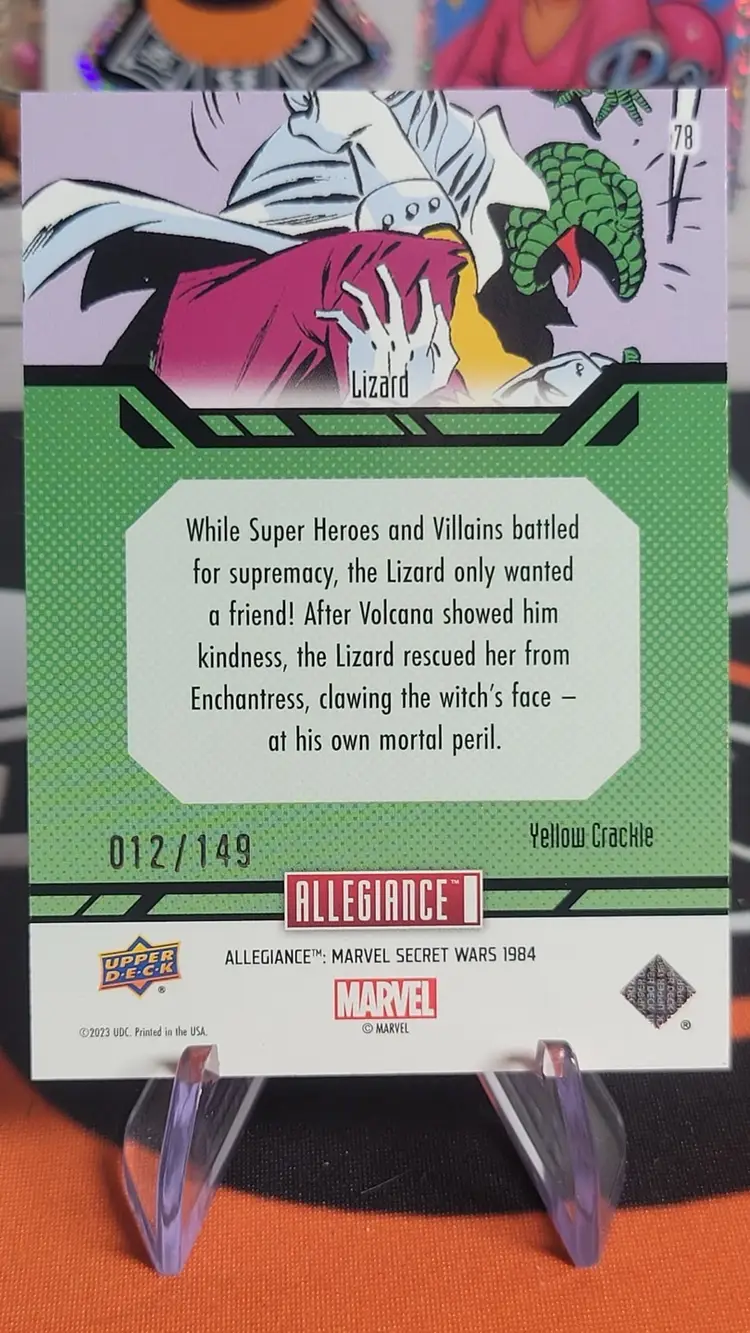 Lizard 2024 UD Marvel Allegiance Secret Wars 1984 Yellow Crackle /149 #78