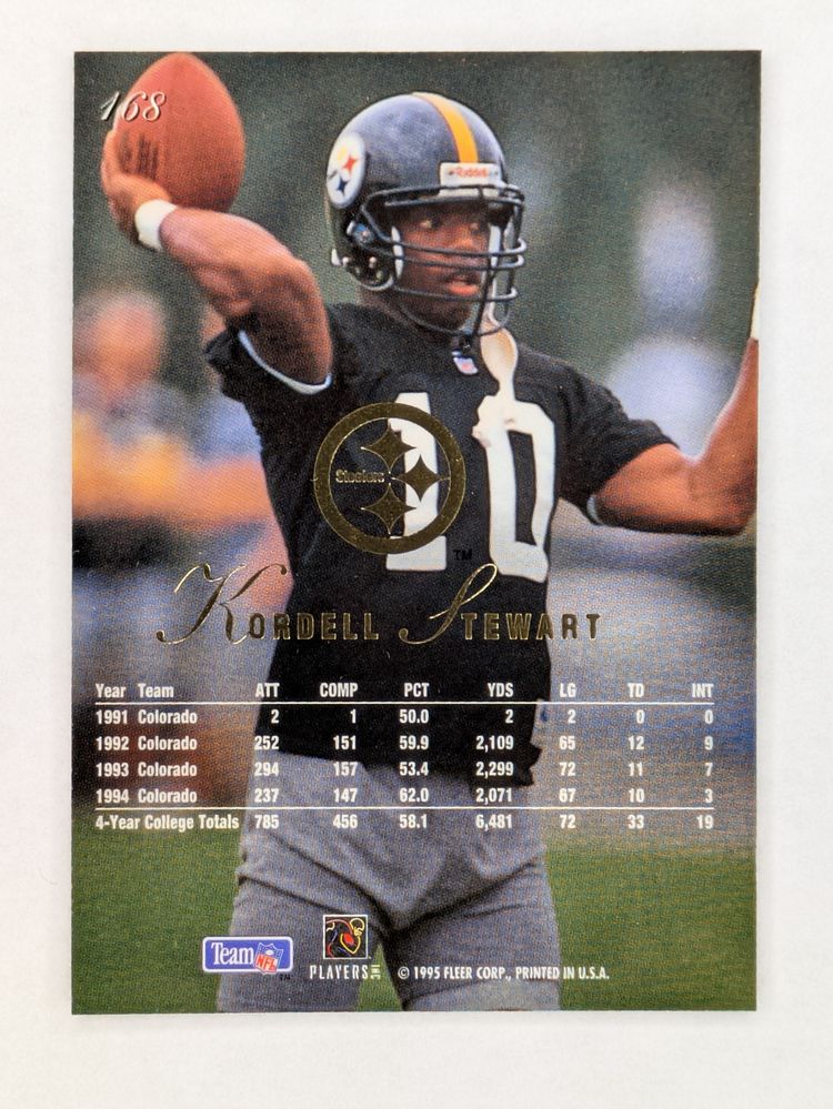 Kordell Stewart 1995 Fleer #168 Pittsburgh Steelers Colorado Buffaloes - Slash!