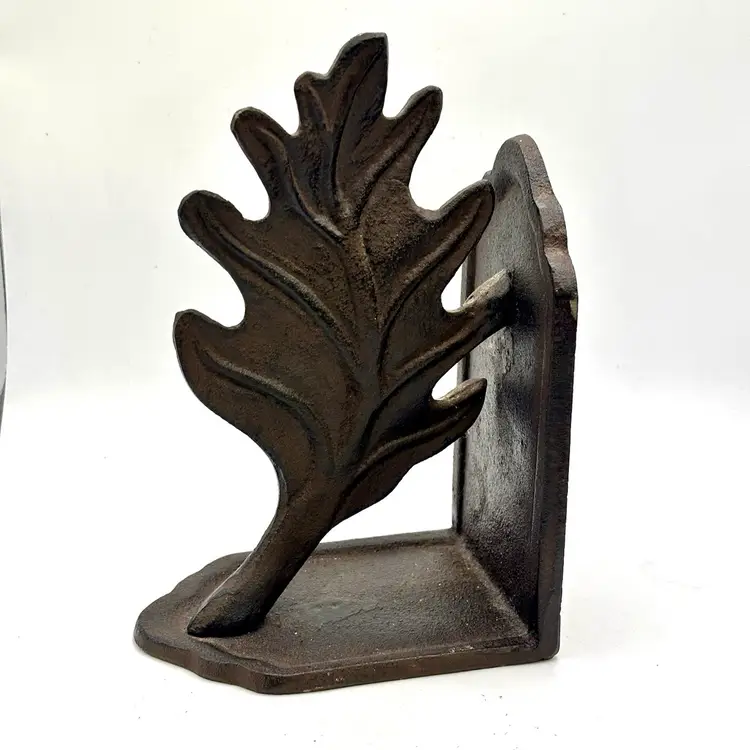 Cast Iron Oak Leaf Single Bookend 7”