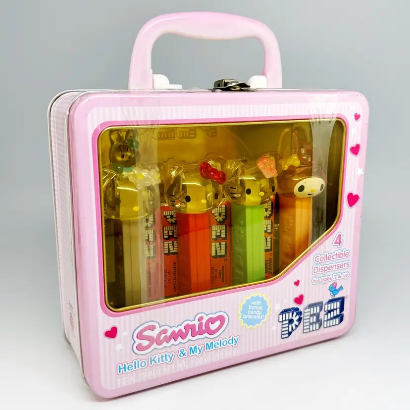 Sanrio/Hello Kitty My Melody 4 PEZ Candy Dispensers Bracelet Lunch Box 2006 NEW