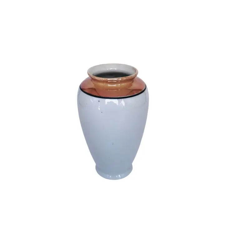 5”LUSTERWARE 
BUD VASE
Japan 1940s
Porcelain Orange & Purple Flowers Green Urn Gold Trim