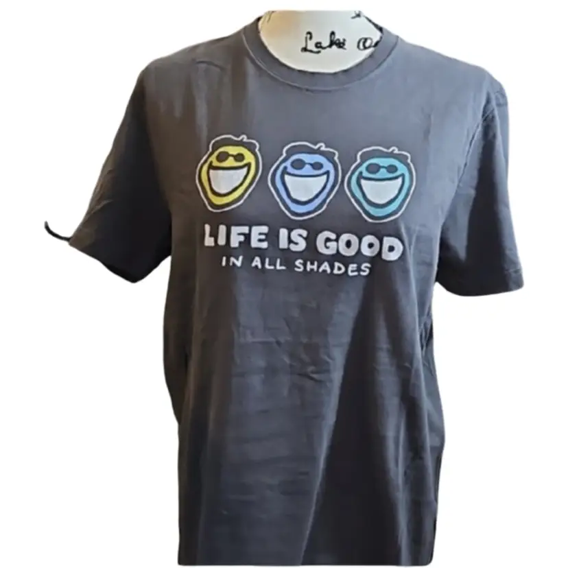 Life is Good Crusher Tee in Black featuring the "Jake in All Shades" Graphic