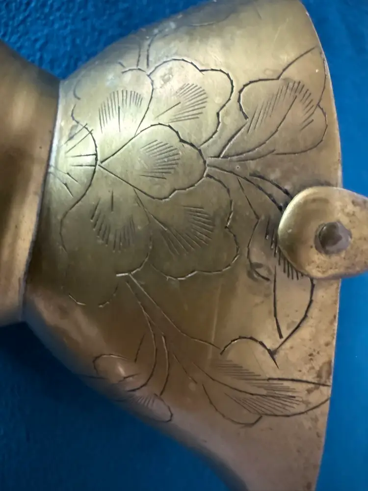 Etched Vintage Miniature Brass Coal Scuttle Bucket