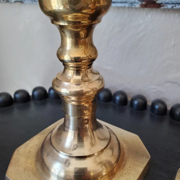 Set of Two Tall Brass Candlesticks