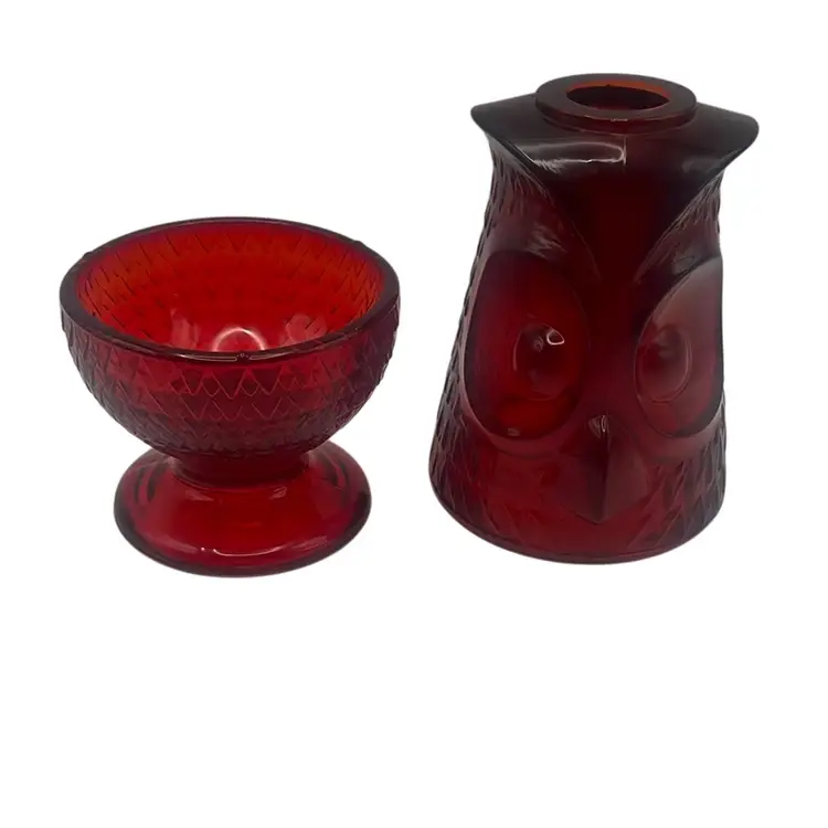 Vintage Viking Glass Owl Fairy Lamp, 7.25” Tall