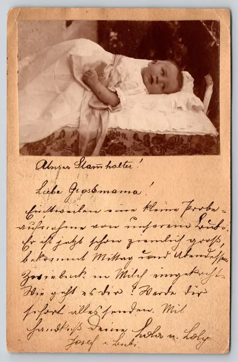 Postcard RPPC Dear Grandma Baby Jack Lying Down -  9468