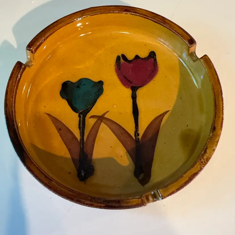 Vintage Floral Ashtray Or Trinket Dish