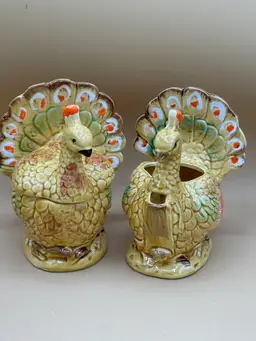 Vintage Gift Gallery Enesco Japan E-9802 Thanksgiving Turkey Sugar Bowl &  Creamer