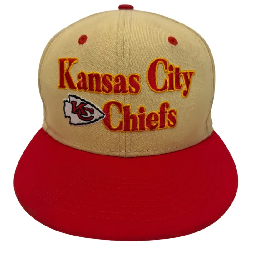 Kansas City Chiefs NFL Bold Embroidered Tan & Red Flat Brim Snapback by New Era