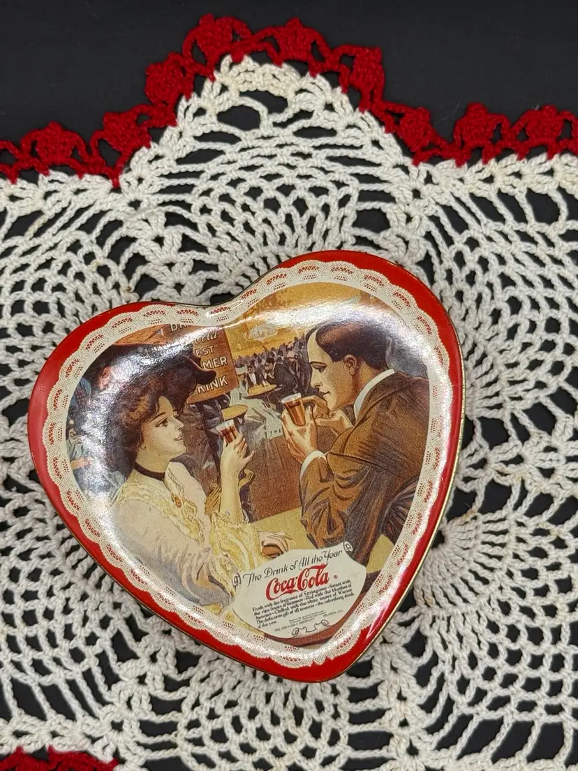 Vintage Heart Coca Cola Tin Box