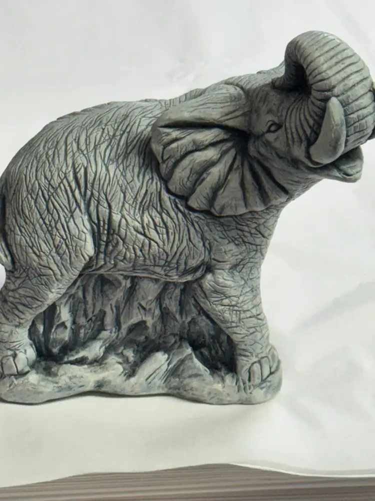 Elephant Figurine Made W/volcanic Ash