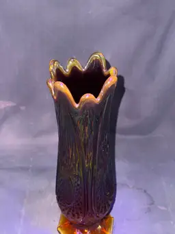 Vintage Heirloom Amberina Carnival UV Swung Vase Stunning